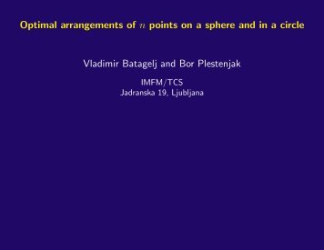 Optimal arrangements of n points on a sphere and in a circle ...