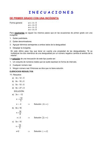 Todas las inecuaciones con ejercicios resueltos y propuestos