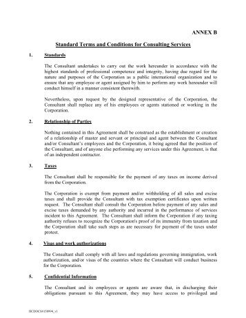 ANNEX B Standard Terms and Conditions for Consulting Services