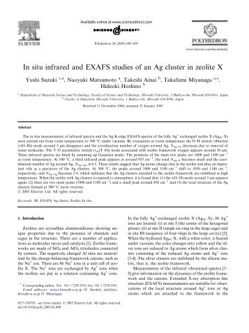 In situ infrared and EXAFS studies of an Ag cluster in zeolite X