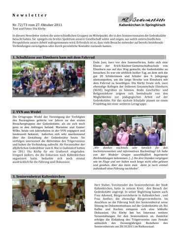 Newsletter - KZ-GedenkstÃ¤tte Kaltenkirchen in Springhirsch
