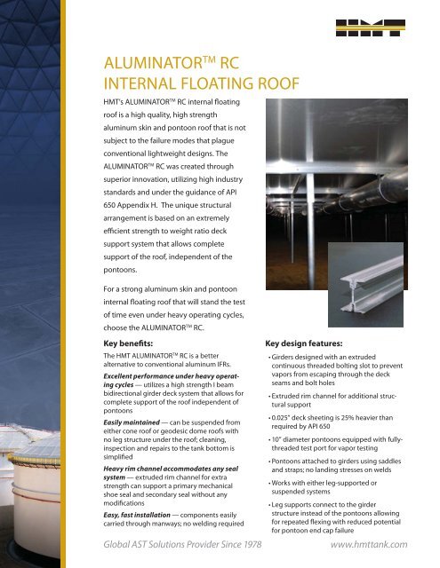 ALUMINATORTM RC INTERNAL FLOATING ROOF - HMT