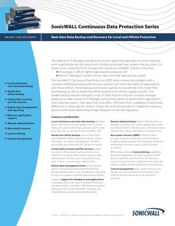 SonicWALL Continuous Data Protection Series Datasheet