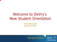 New Student Orientation PowerPoint - DeVry - Kansas City