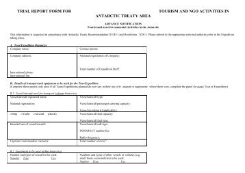 trial report form for tourism and ngo activities in antarctic treaty area