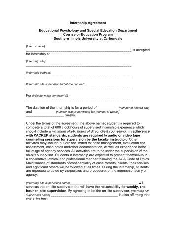 Internship Agreement - Southern Illinois University