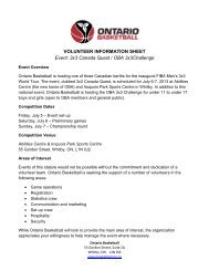 VOLUNTEER INFORMATION SHEET Event: 3x3 Canada Quest ...