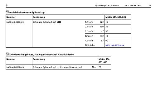 AR01.30>P>5800HA Zylinderkopf aus>, einbauen 2.4.93 MOTOR ...