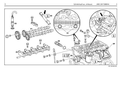 AR01.30>P>5800HA Zylinderkopf aus>, einbauen 2.4.93 MOTOR ...