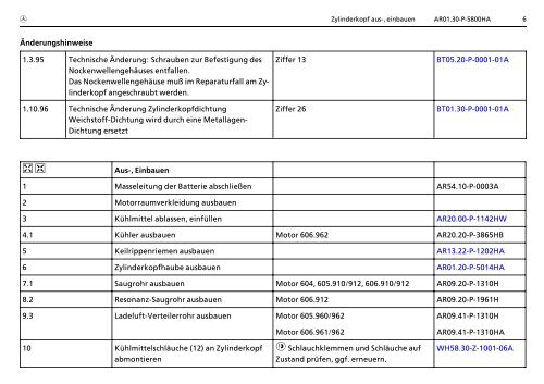 AR01.30>P>5800HA Zylinderkopf aus>, einbauen 2.4.93 MOTOR ...