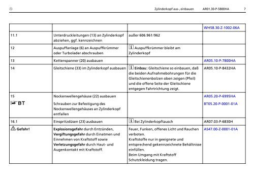 AR01.30>P>5800HA Zylinderkopf aus>, einbauen 2.4.93 MOTOR ...