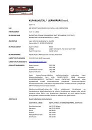 KILPAILUKUTSU / LISÃMÃÃRÃYS n:o 1