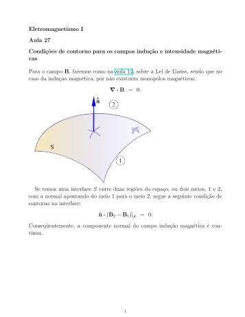 Eletromagnetismo I Aula 27 CondiÃ§Ãµes de contorno para os ... - IFSC