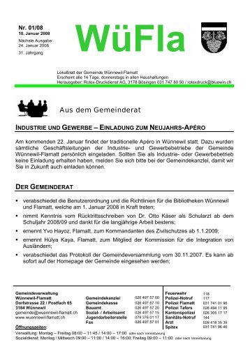 Aus dem Gemeinderat - Gemeinde WÃ¼nnewil-Flamatt