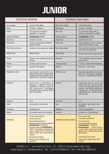 TECHNICAL DATA SHEET SPECIFICHE TECNICHE - Haase