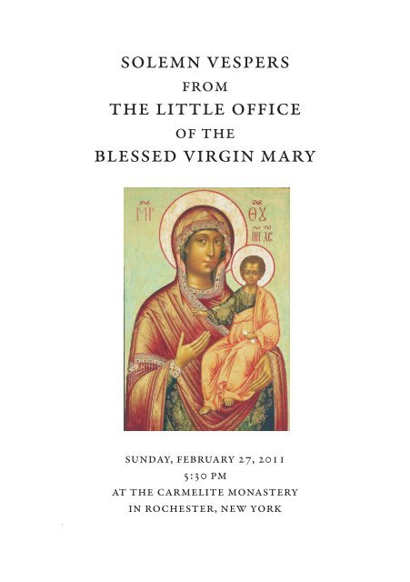 solemn vespers the little office blessed virgin mary