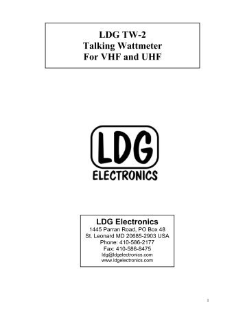 LDG TW-2 Talking Wattmeter For VHF and UHF - LDG Electronics