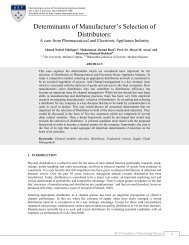 Determinants of Manufacturer's Selection of Distributors: