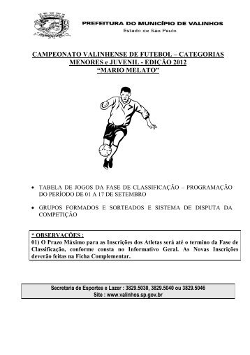 CAMPEONATO VALINHENSE DE FUTEBOL ... - Valinhos