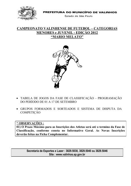 CAMPEONATO VALINHENSE DE FUTEBOL ... - Valinhos