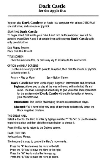 Dark Castle Manual - Virtual Apple