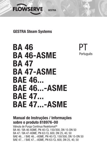 BA 46 BA 46-ASME BA 47 BA 47-ASME BAE 46... BAE ... - Gestra AG