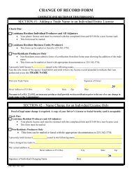 Change of Record Form (COR-1) - Louisiana Department of Insurance