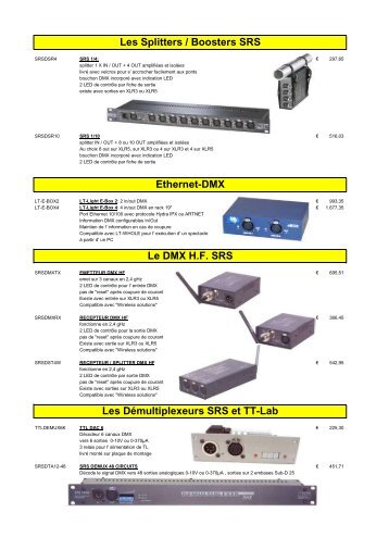 Ethernet-DMX Les DÃ©multiplexeurs SRS et TT-Lab Les Splitters ...