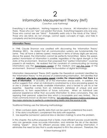 Information Measurement Theory (IMT) - Performance Based ...