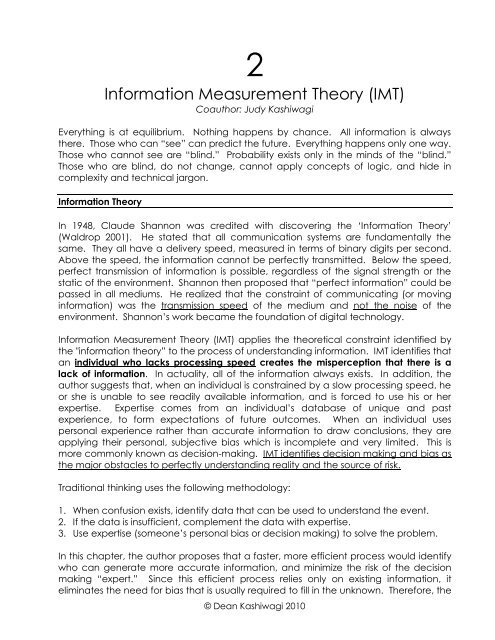 Information Measurement Theory (IMT) - Performance Based ...