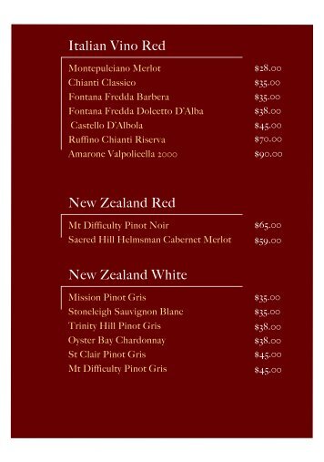 New Zealand Red New Zealand White Italian Vino Red - Menulog