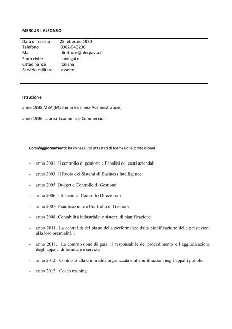 Curriculum vitae - federcasa lombardia