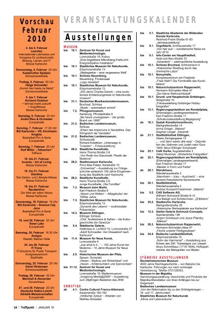 VERANSTALTUNGSKALENDER - Treffpunkt Karlsruhe