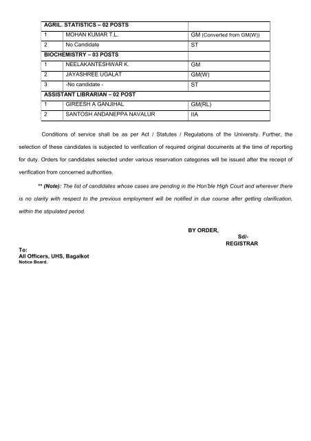 Provisional Selection List for the Post of Assistant Professor under ...