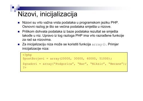 Web Tehnologije PHP & MySQL - ETF Podgorica