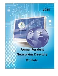 2013 Former Resident Networking Directory By State - NCOPE