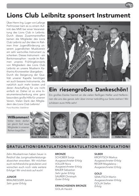 einladung zum - Musikverein des Gemeindeverbandes Ehrenhausen