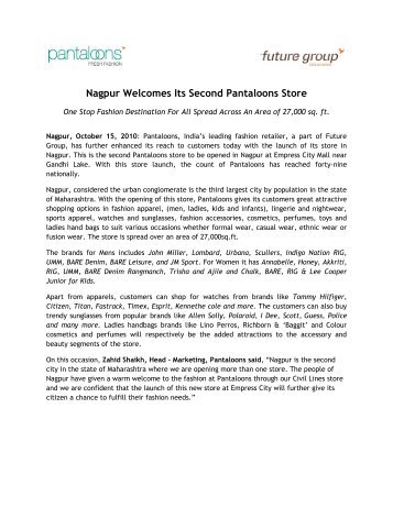 Nagpur Welcomes Its Second Pantaloons Store - Pantaloon Retail ...