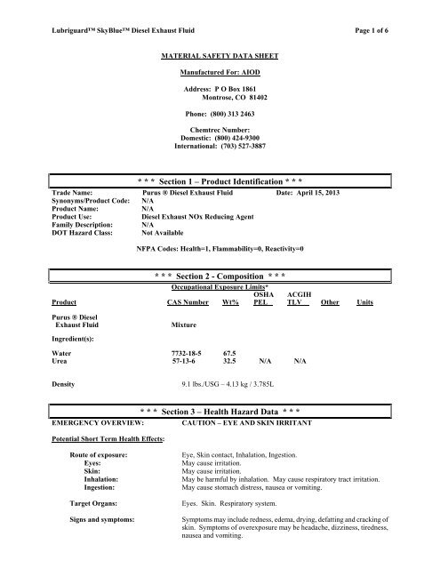 Msds Purusproducts Com