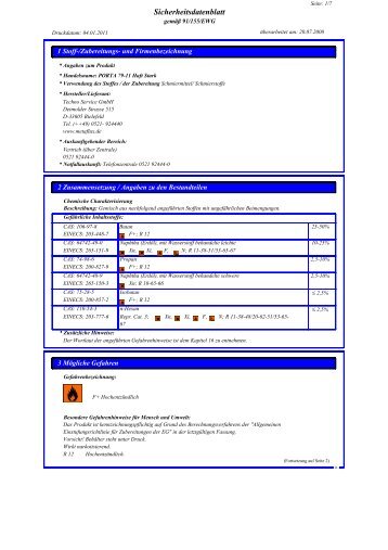 Porta 79-11 Sicherheitsdatenblatt - Metaflux