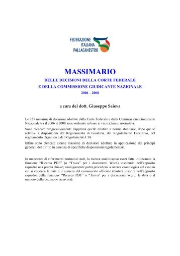 Massimario di Giustizia sportiva 2006-08.pdf - Comitato Italiano ...