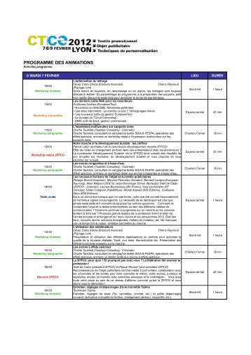 Programme des animations - CTCO salon professionnel du textile ...