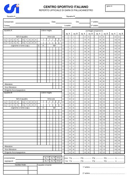 CSI Basket - Referto + Rapporto.pdf - Comitato Italiano Arbitri ...