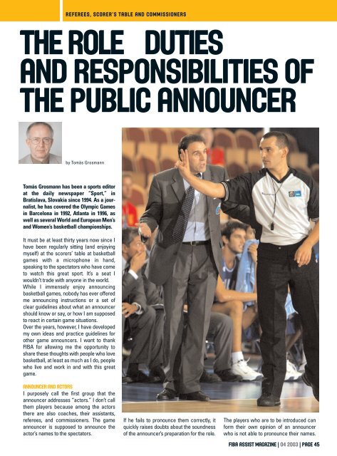 the role duties and responsibilities of the public announcer