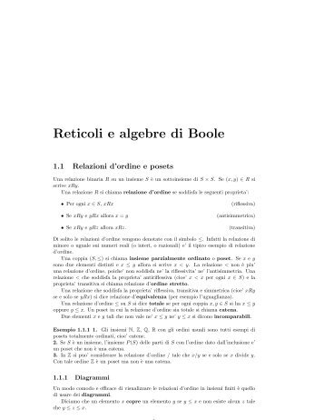 Reticoli e algebre di Boole - DMI