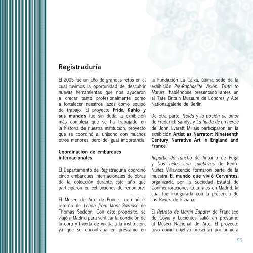 Informe Anual, 2005 - Museo de Arte de Ponce