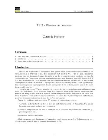 TP 2 - RÃ©seaux de neurones Carte de Kohonen