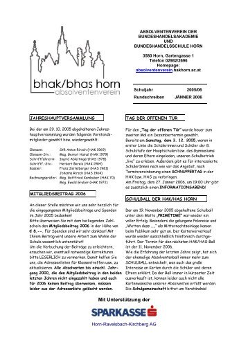 Rundschreiben Jänner 2006 - BHAK/BHAS Horn