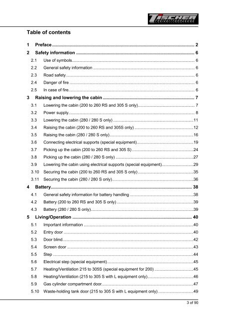 Operating instructions - Tischer Freizeitfahrzeuge