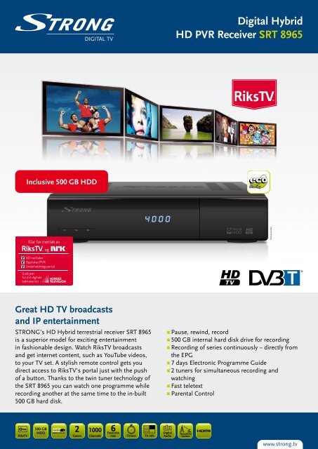 Digital Hybrid HD PVR Receiver SRT 8965 - STRONG Digital TV
